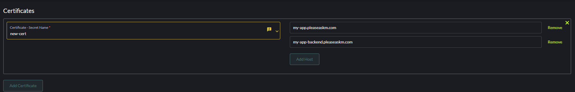 Rancher create certificate